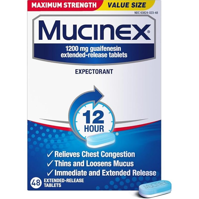 Mucinex 12 Hour Extended-Release Tablets for Excess Mucus Relief - 48ct