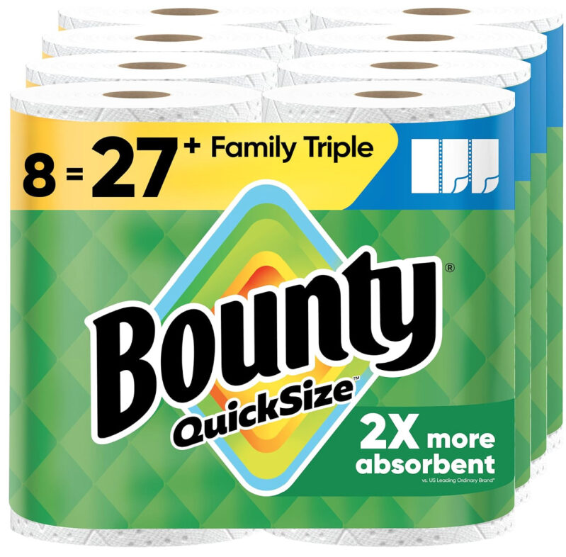 Bounty Quick-Size Kitchen Paper Towels - 8 Rolls Family Pack