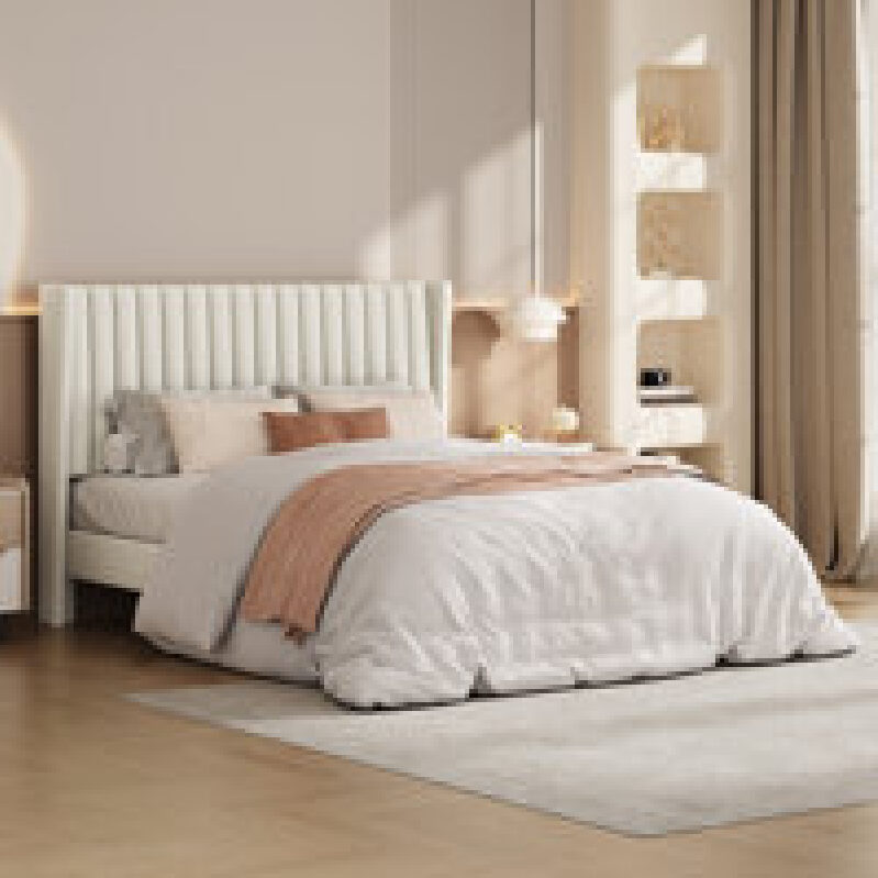 Elegant Upholstered Bed Frame with Wing Side - Modern Comfort
