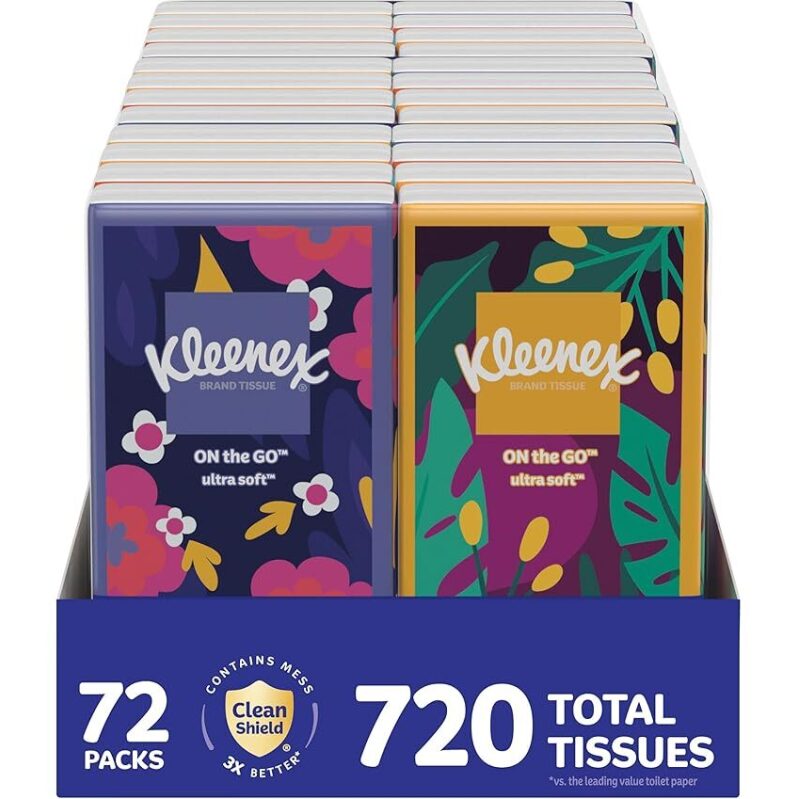 Kleenex On-the-Go Pocket Pack Facial Tissues, 720 Count