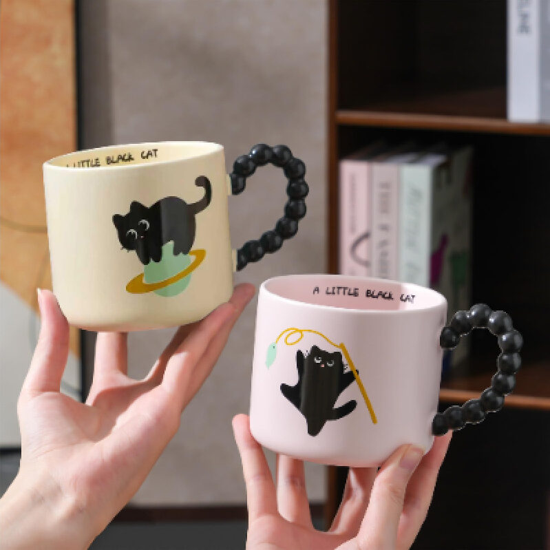 Cute Ceramic Cat Mugs Set - Perfect Gift for Cat Lovers
