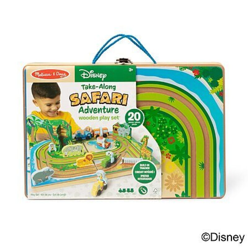 Melissa & Doug Disney Take-Along Safari Adventure Wooden Play Set - 20 Pieces