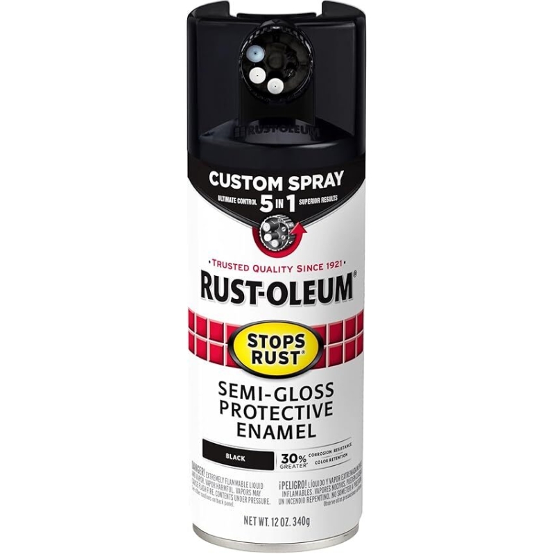 Rust-Oleum Stops Rust 5-in-1 Semi-gloss Black Oil-based Spray Paint 12oz