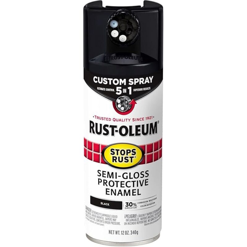 Rust-Oleum Stops Rust 5-in-1 Semi-gloss Black Oil-based Spray Paint 12oz