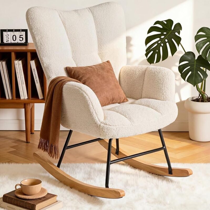 Comfortable NEWBULIG Glider Rocking Chair with Padded Seat