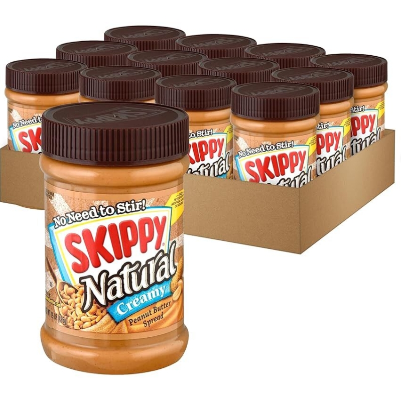 12-Pack SKIPPY Natural Peanut Butter Spread Creamy 15 oz - 100% Natural