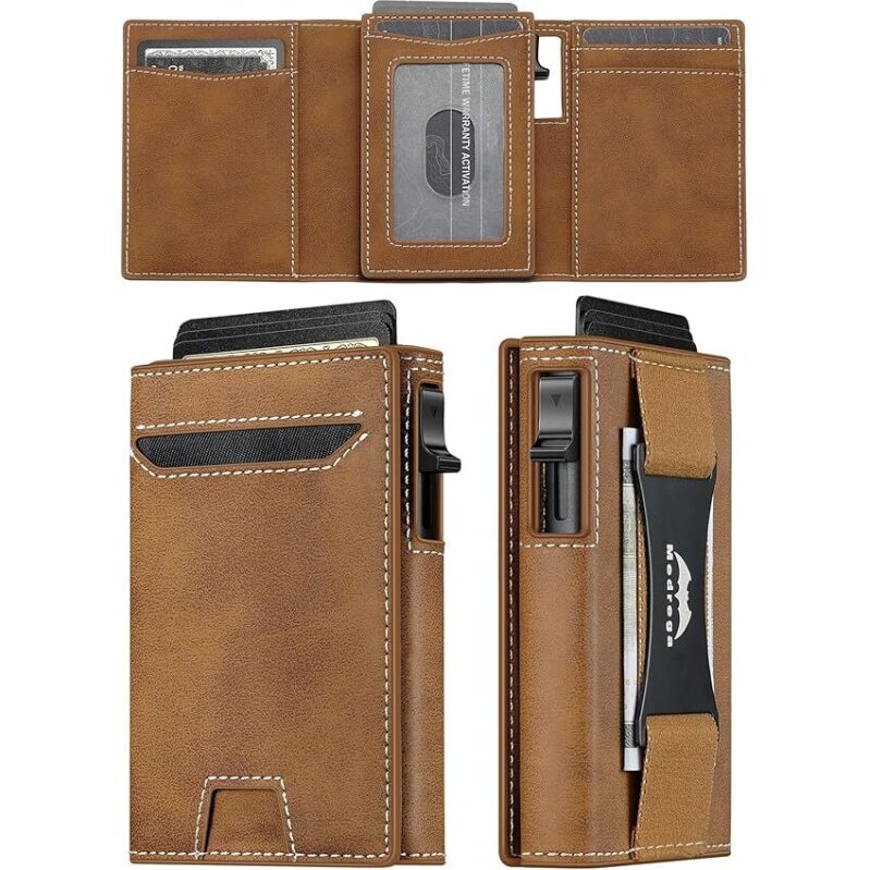 Slim Minimalist Leather Wallet for Men - Premium Leather, Smart Pop Up Design