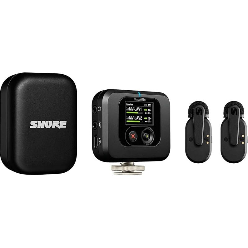 Shure MoveMic Pro Wireless Lavalier Mic w/ Camera Receiver Kit - Perfect for On-the-Go Content Creation
