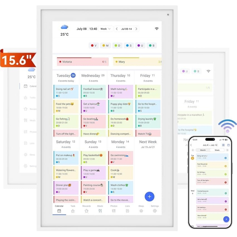 TABWEE 15.6-in Wall Planner Digital Calendar Touchscreen - Effortless Organization