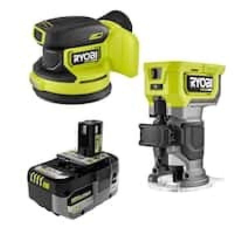 RYOBI ONE+ 18V HP Compact Router and Sander Kit with Battery