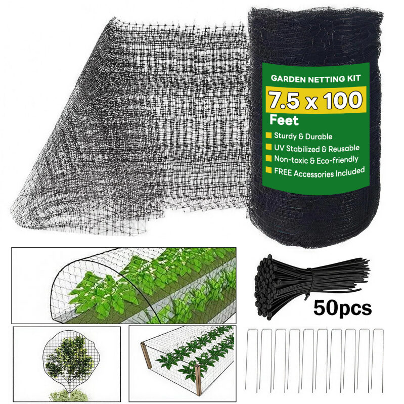 7.5' x 100ft Garden Netting for Bird, Deer, and Chicken Protection