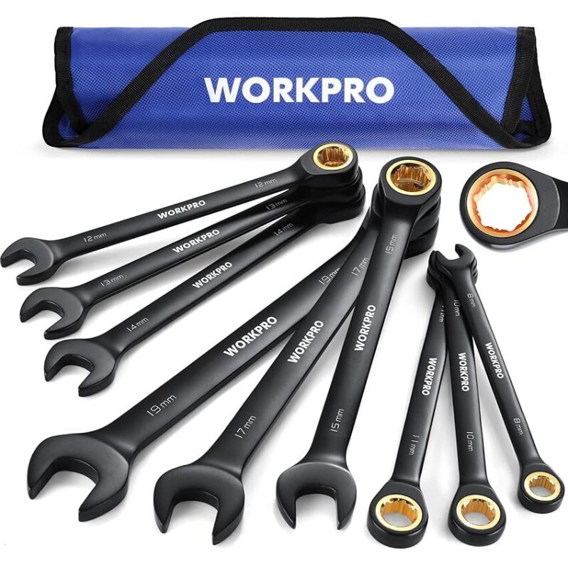 9-Piece Anti-Slip Ratcheting Combination Wrench Set