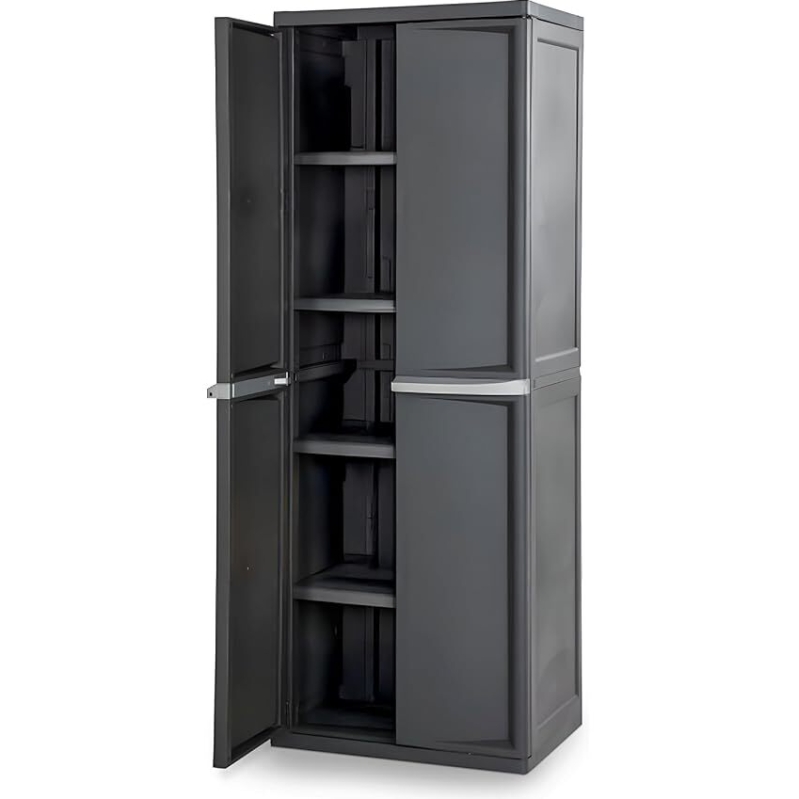 Sterilite 4 Shelf Lockable Storage Cabinet with Adjustable Shelves - Versatile and Secure Storage Solution