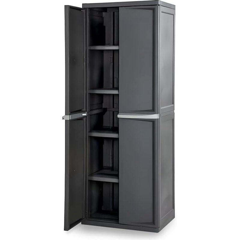 Sterilite 4 Shelf Lockable Storage Cabinet with Adjustable Shelves - Versatile and Secure Storage Solution