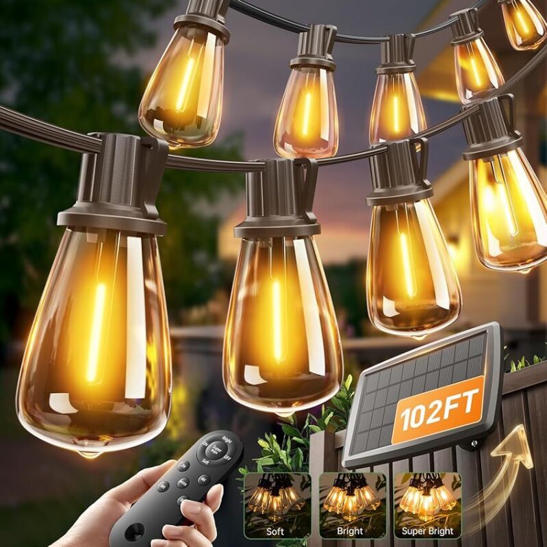 Brighten Your Nights with Addlon 102FT Solar String Lights - Remote Control & Energy Saving