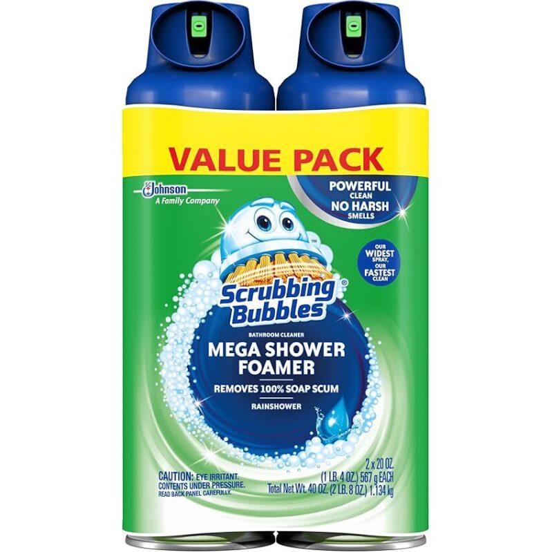 Powerful Bathroom and Shower Foamer Aerosol 2-Pack by Scrubbing Bubbles