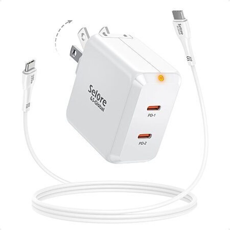 Affordable 67W GaN Wall Charger with 3 Ports and 100W USB-C Cable