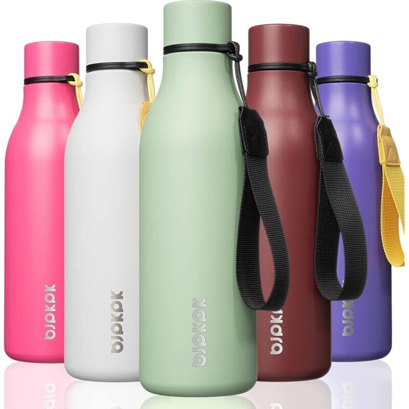 BJPKPK Insulated Water Bottle with Strap - 18oz Stainless Steel Bottle