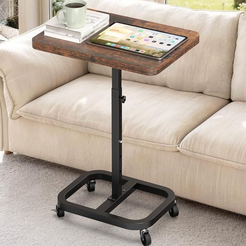 Alentar Adjustable Height Mobile TV Tray Table with Wheels - Premium Stability