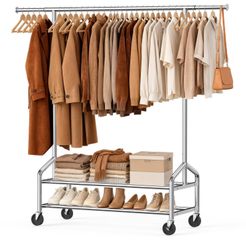 Heavy-Duty Rolling Garment Rack for Hanging Clothes - 650 lbs Capacity
