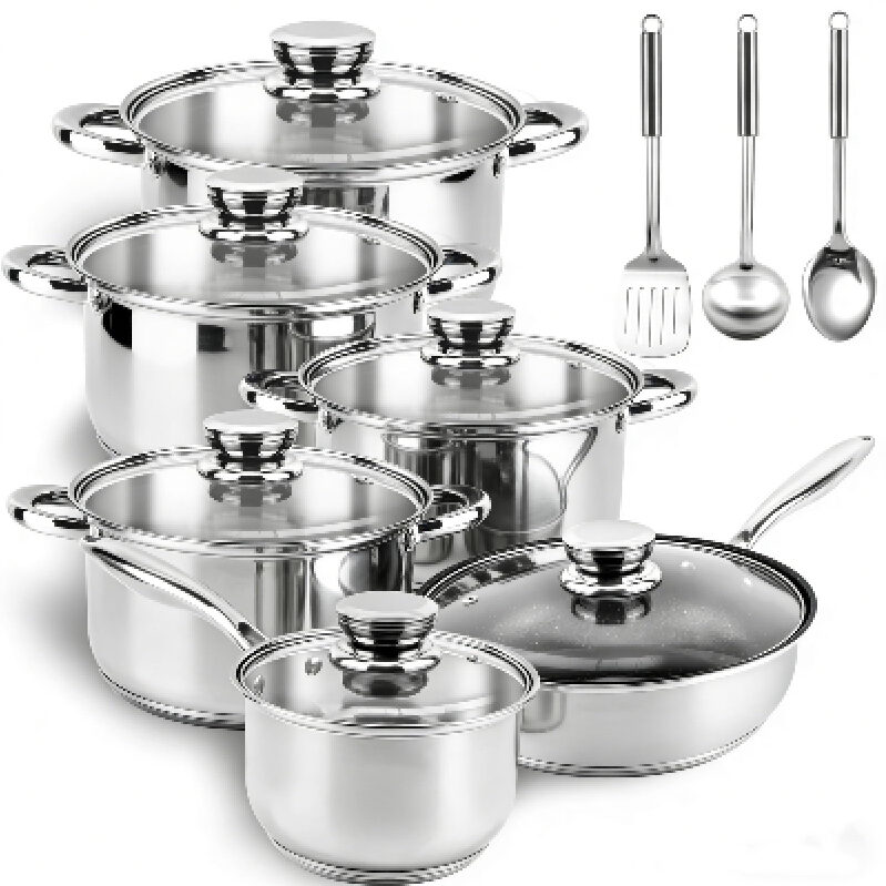 15-Piece Stainless Steel Cookware Set by Colourcoco - Perfect for Every Kitchen