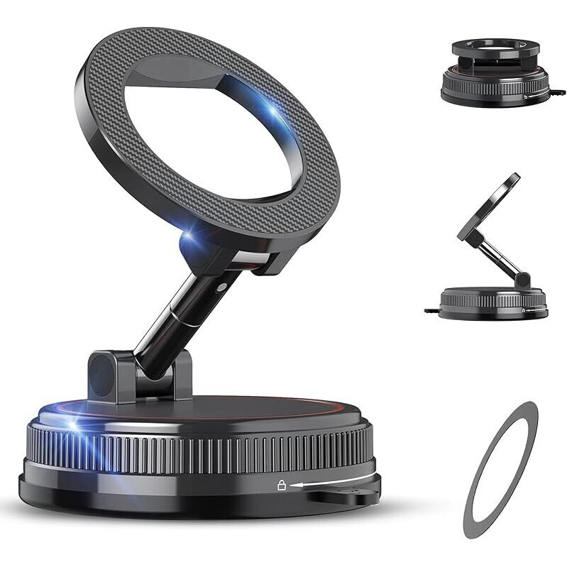 MagSafe Car Mount Phone Holder - Carbon Fiber Design, 360° Rotation