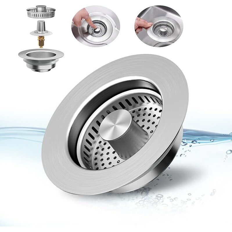 3-in-1 Pop-up Kitchen Sink Strainer - Anti Clogging, Odor Control, and Water Storage