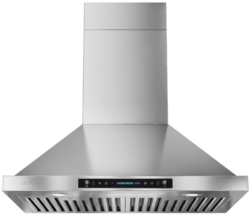 IKTCH 30 Inch Wall-Mounted Range Hood - Powerful 900 CFM, Dual Mode, Stainless Steel