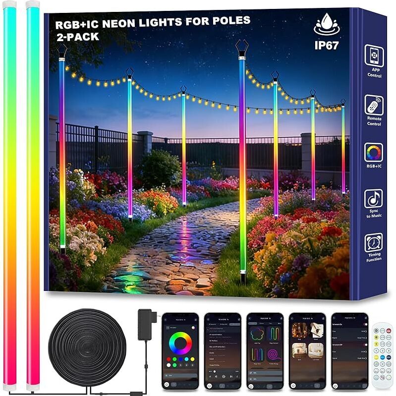 AILBTON 2-Pack 6.6FT RGB+IC Neon Ambient Light - Transform Your Outdoor Space