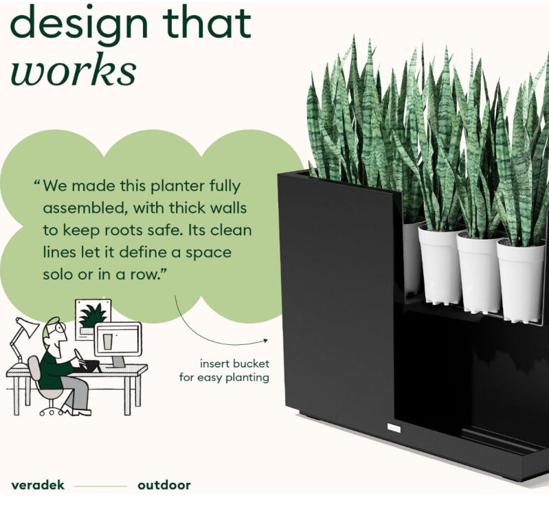 Veradek Block Series Rectangular Tall Planter - Modern Design for Indoor and Outdoor Use