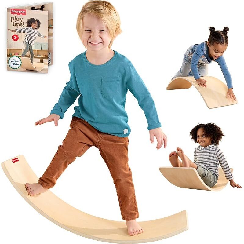Fisher-Price Wood Montessori Balance Board - Enhances Gross Motor Skills