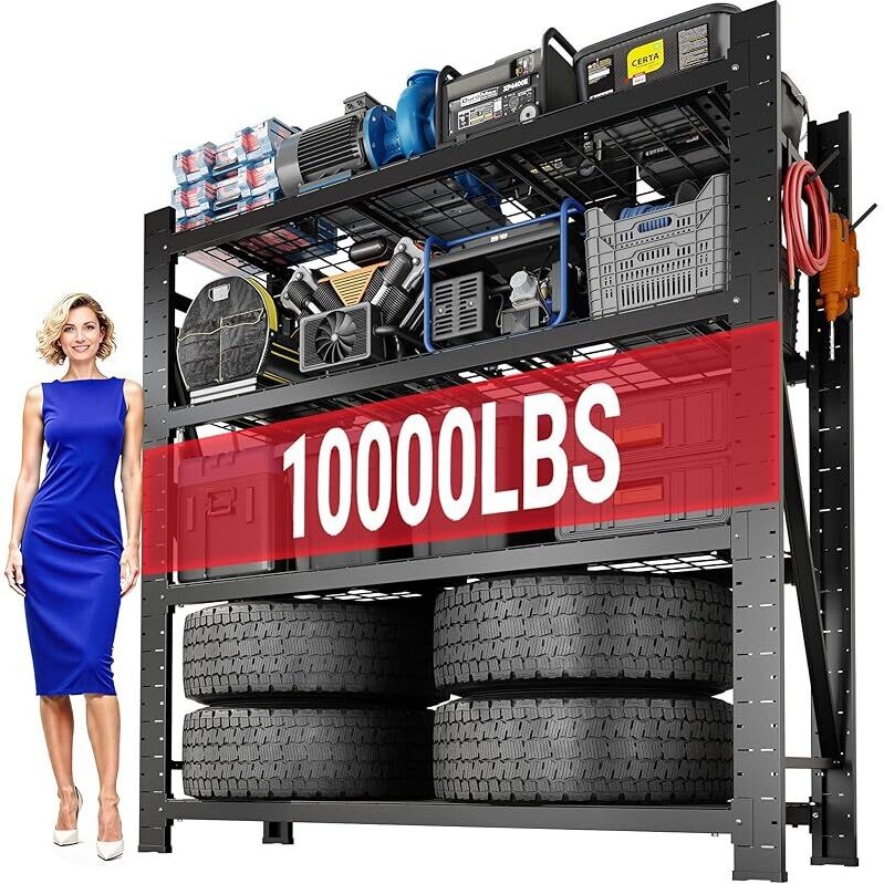 Heavy Duty 4-Tier Garage Shelving Unit - Maximize Your Storage Space