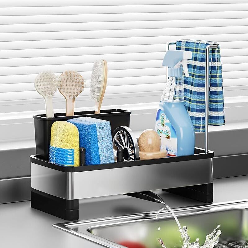 Stylish Ewaiira Stainless Steel Sink Caddy for Kitchen Organization