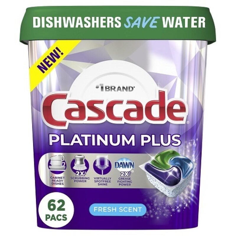 Cascade Platinum Plus Dishwasher Detergent - Fresh Scent, 62 Pack, Great Value