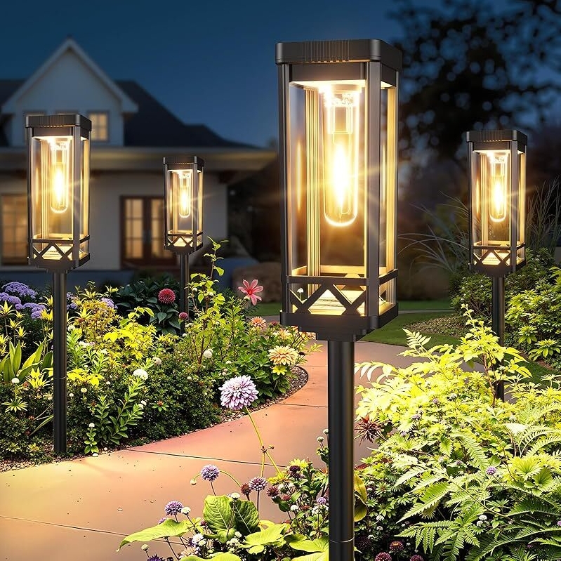 8-Pack KOOPER Taller Solar Pathway Lights Outdoor - Elegant, Modern, Energy-Efficient