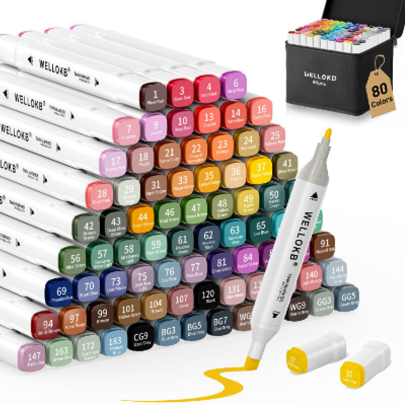 80 Color Double-Headed Marker Set - Ideal for Artists & Students