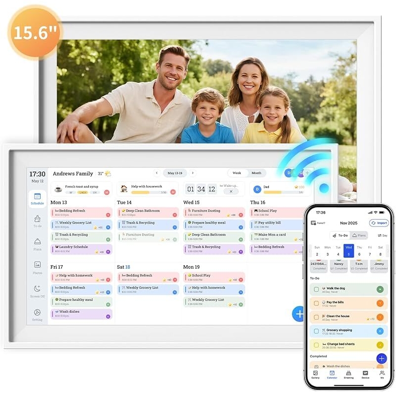 Hkhkpi 15.6-inch Touchscreen Digital Calendar: Smart Calendar & Digital Photo Frame