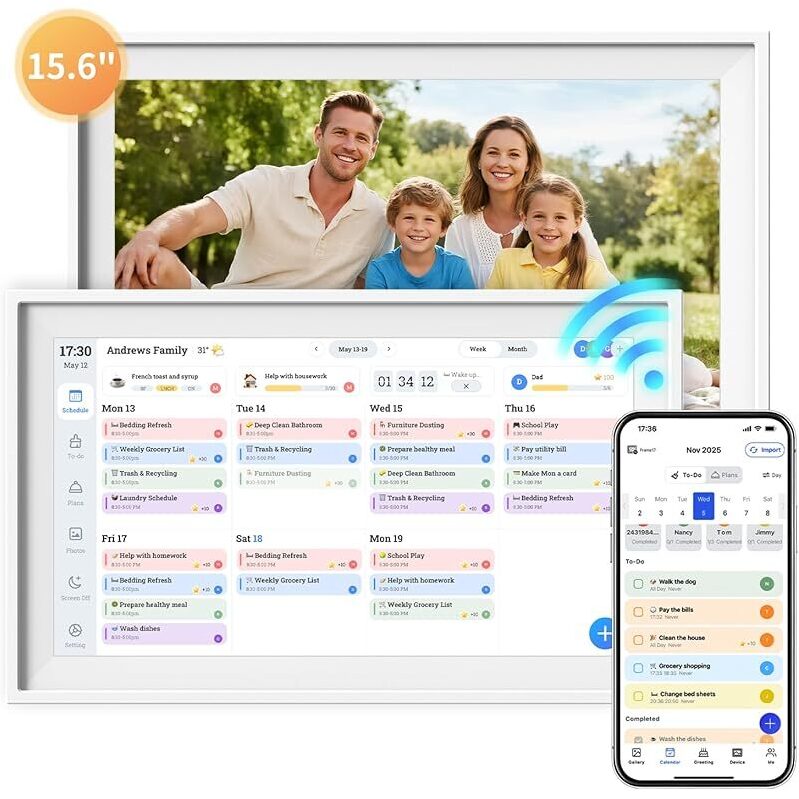 Hkhkpi 15.6-inch Touchscreen Digital Calendar: Smart Calendar & Digital Photo Frame