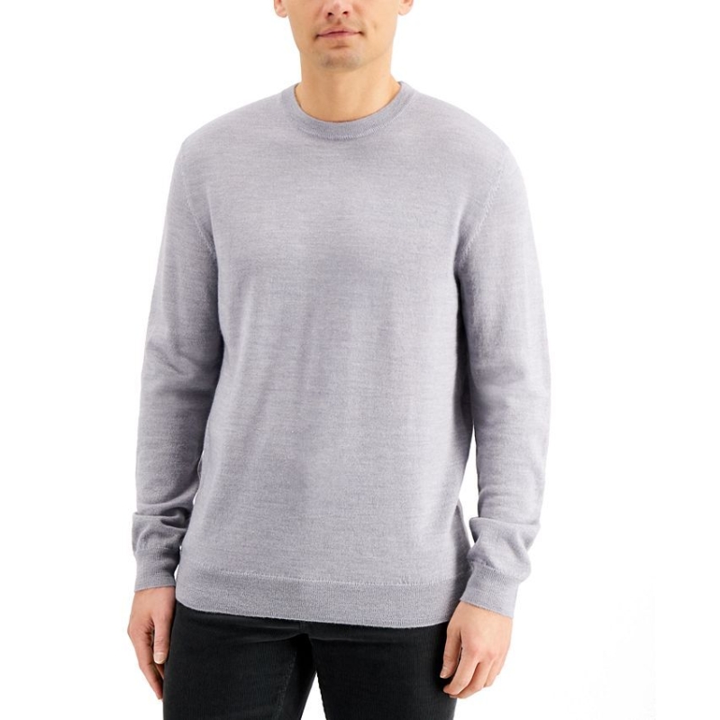 Club Room Men's Solid Crew Neck Merino Wool Blend Sweater