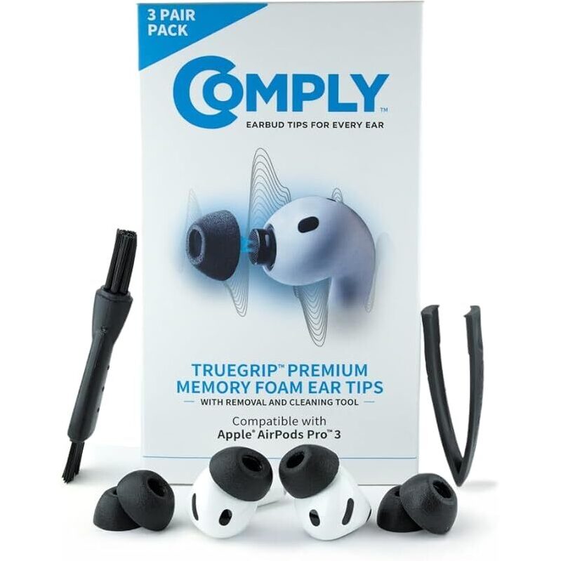 Comply TrueGrip Premium Memory Foam Earbud Tips: 3-Pair Set