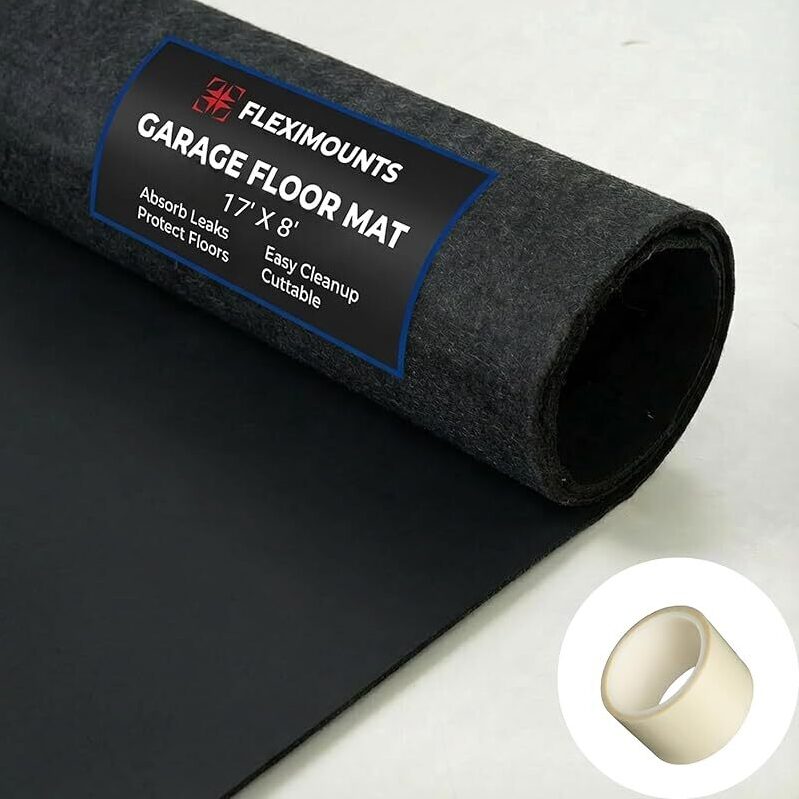 FLEXIMOUNTS 17ft x 8ft Garage Floor Mat with Double Sided Tape
