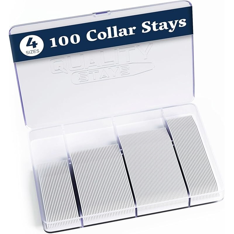 100ct Quality Stays Plastic Collar Stays for Men's Dress Shirts - Durable and Sharp