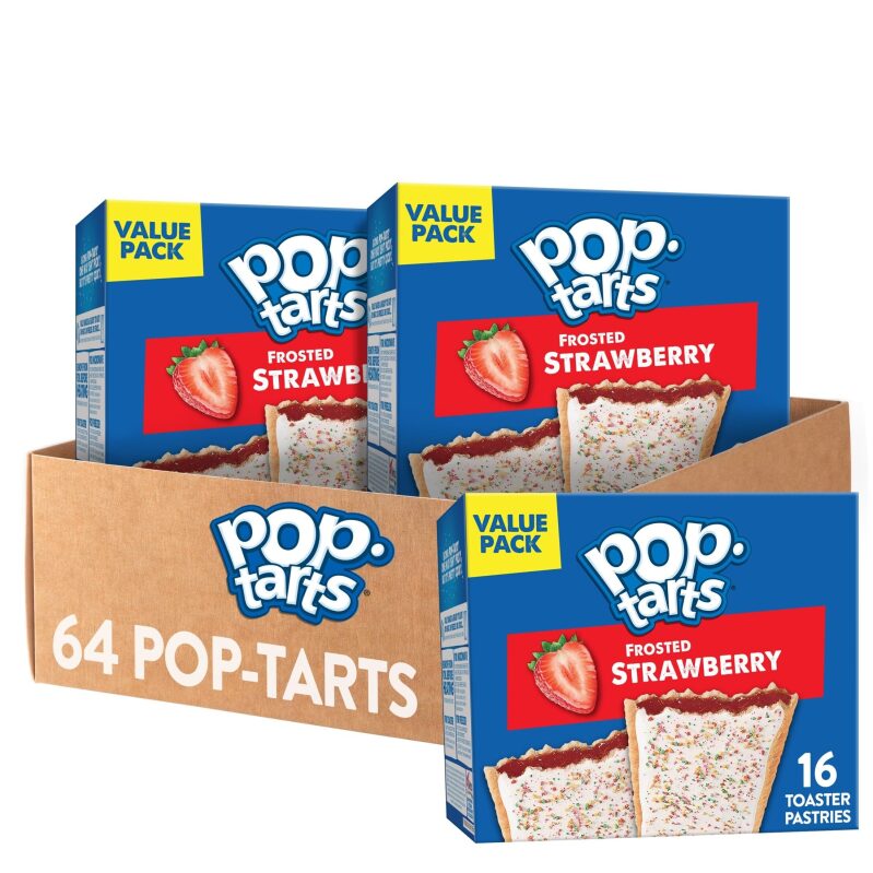 128ct Pop-Tarts Toaster Pastries: Frosted Strawberry Variety Pack - Delicious, Convenient Breakfast