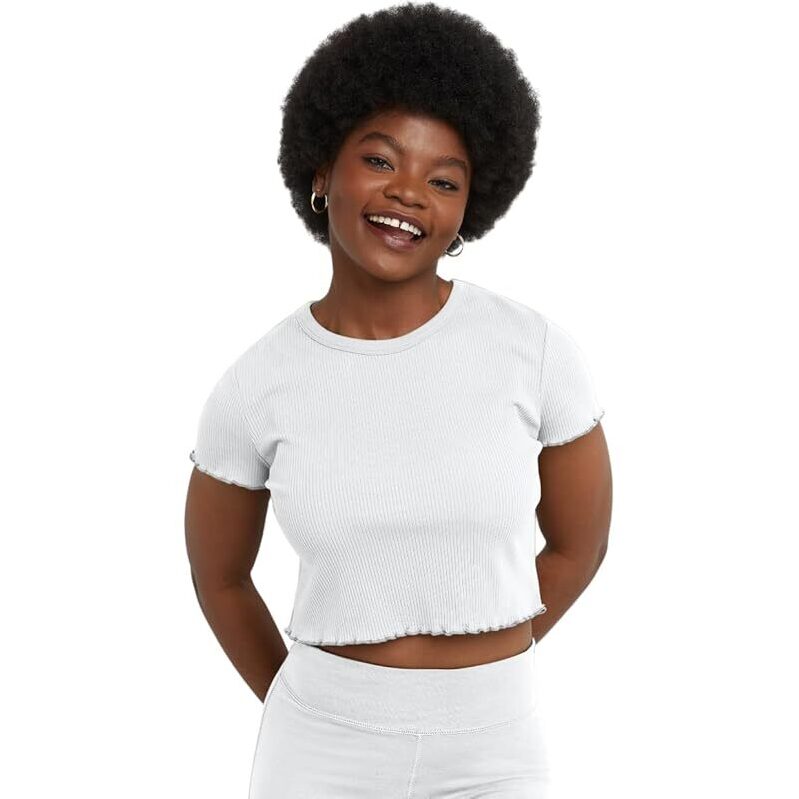 Hanes Women's Originals Rib Plus Cropped Tee - Comfortable and Stylish