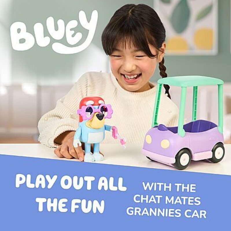 Bluey Chat Mates Grannies Car Toy Playset with Talking Janet Figure