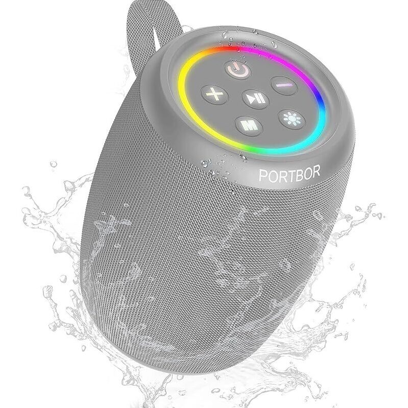 Portbor KBR-SP01 IPX5 Waterproof Bluetooth Speaker with RGB Lights - Premium Sound Quality