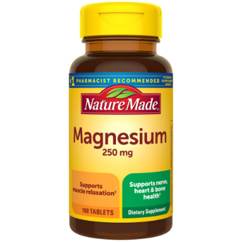 Nature Made Magnesium Supplement - 100 Tablets for Muscle, Heart, Bone & Nerve Health