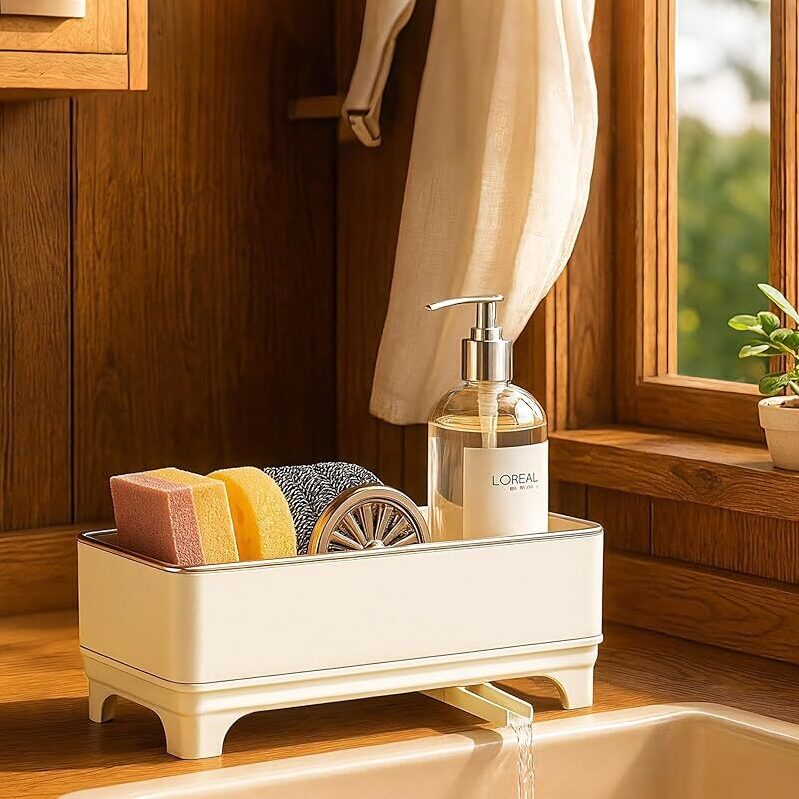 Stainless Steel Sponge Holder with Drip Tray - Ultimate Kitchen Organization