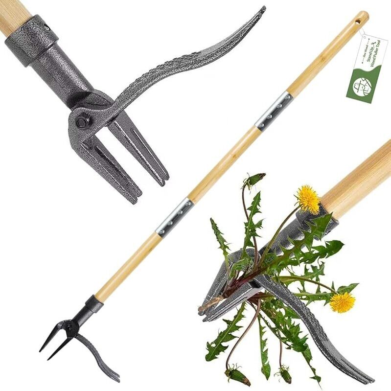 Ergonomic Weed Puller Tool with 4-Claw Head & Long Handle