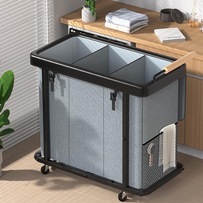Elowen 60 Gal 3-Section Laundry Hamper with Lid - Durable, Stylish, and Functional